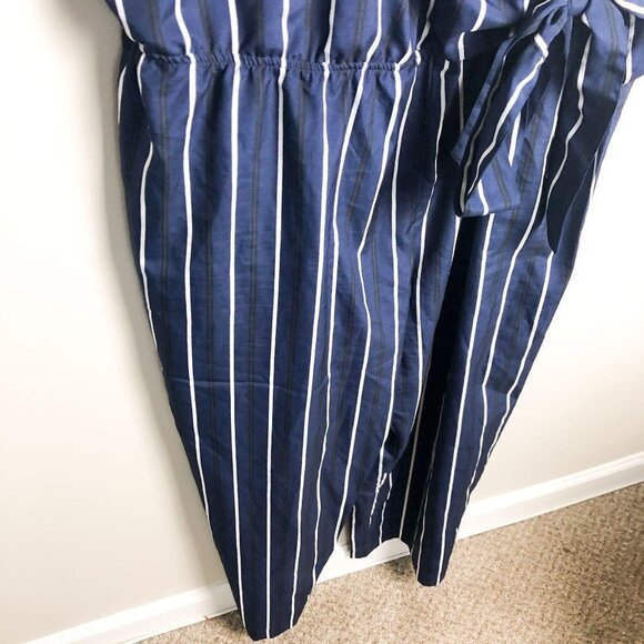 Deja Bleu Striped Faux Wrap Jumpsuit - Picture 3 of 7